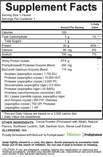 Whey Protein - Chocolate (12 Single Serve Pouches)