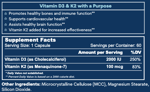 Vitamin D3 (2000IU) + K2