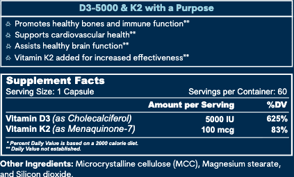 Vitamin D3 (5000IU) + K2